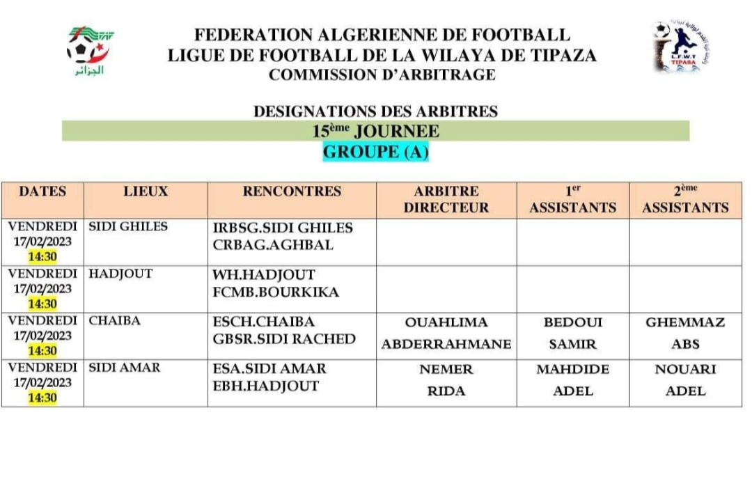 Arbitres 17.18/02/2023 Senior Arbitres 17.18/02/2023 Senior